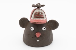 Ceramic rat container wearing DC flag propeller beanie